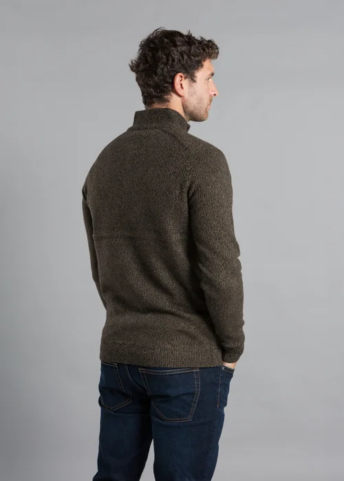 Kensington Eastside Khaki Ribbed 1/4 Zip Funnel Neck Jumper - Extra Large Image 3