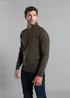 Kensington Eastside Khaki Ribbed 1/4 Zip Funnel Neck Jumper - Extra Large Image 2