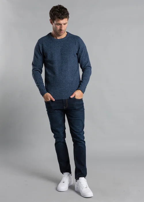 Kensington Eastside Navy Cotton Blend Crew Neck Twist Jumper - Large Image 3