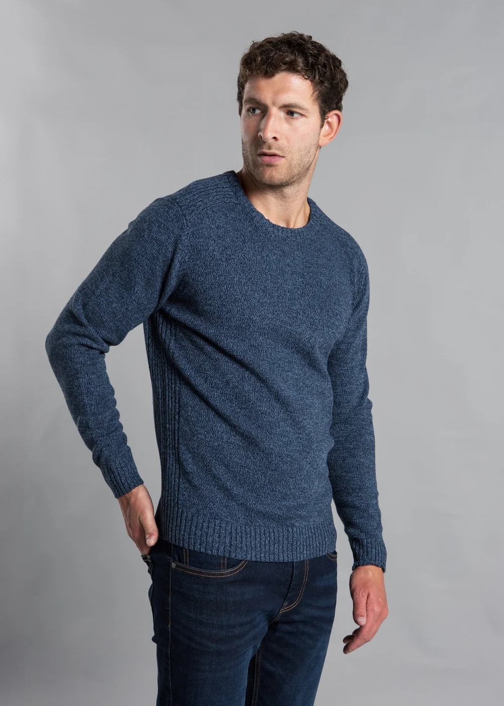 Kensington Eastside Navy Cotton Blend Crew Neck Twist Jumper - Large Image 2