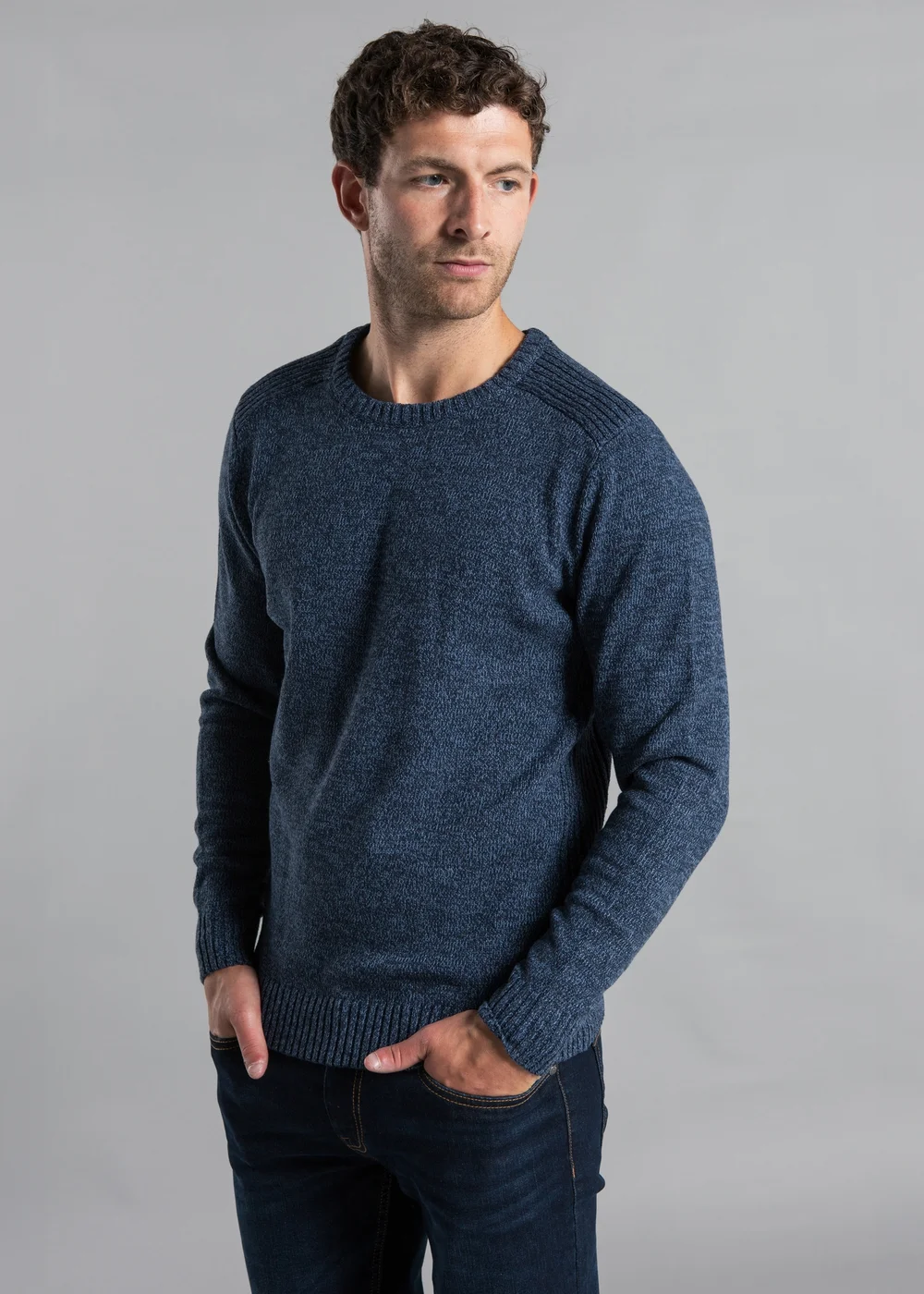 Kensington Eastside Navy Cotton Blend Crew Neck Twist Jumper - Large Image 1