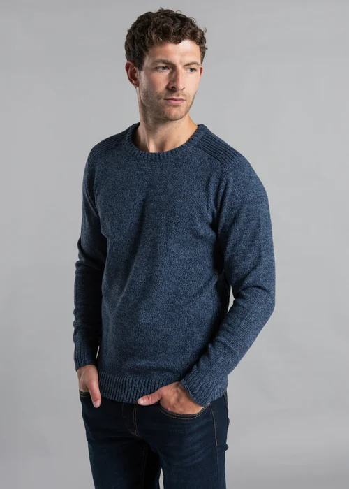 Kensington Eastside Navy Cotton Blend Crew Neck Twist Jumper - Large Image 1