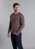 Kensington Eastside Burgundy Cotton Blend Crew Neck Twist Jumper - Large Image 3