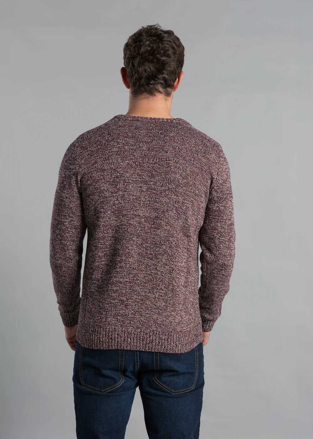 Kensington Eastside Burgundy Cotton Blend Crew Neck Twist Jumper - Large Image 2