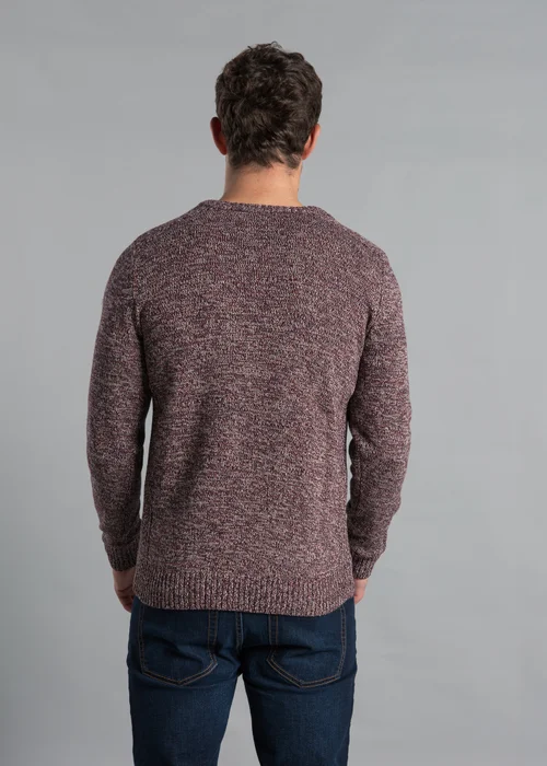 Kensington Eastside Burgundy Cotton Blend Crew Neck Twist Jumper - Large Image 2