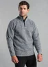 Kensington Eastside Light Grey Textured Knit Quarter Zip Jumper with Sherpa Lining - XXL Image 1