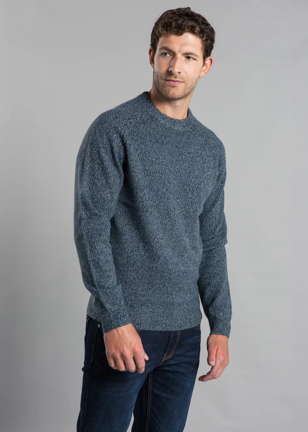 Kensington Eastside Blue Jersey Knit Raglan Crew Neck Jumper - Extra Large Image 1