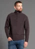 Kensington Eastside Charcoal Quarter Zip Raglan Sleeve Knitted Jumper - XXL Image 1