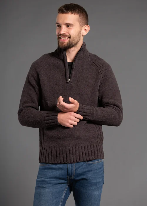 Kensington Eastside Charcoal Quarter Zip Raglan Sleeve Knitted Jumper - XXL Image 3