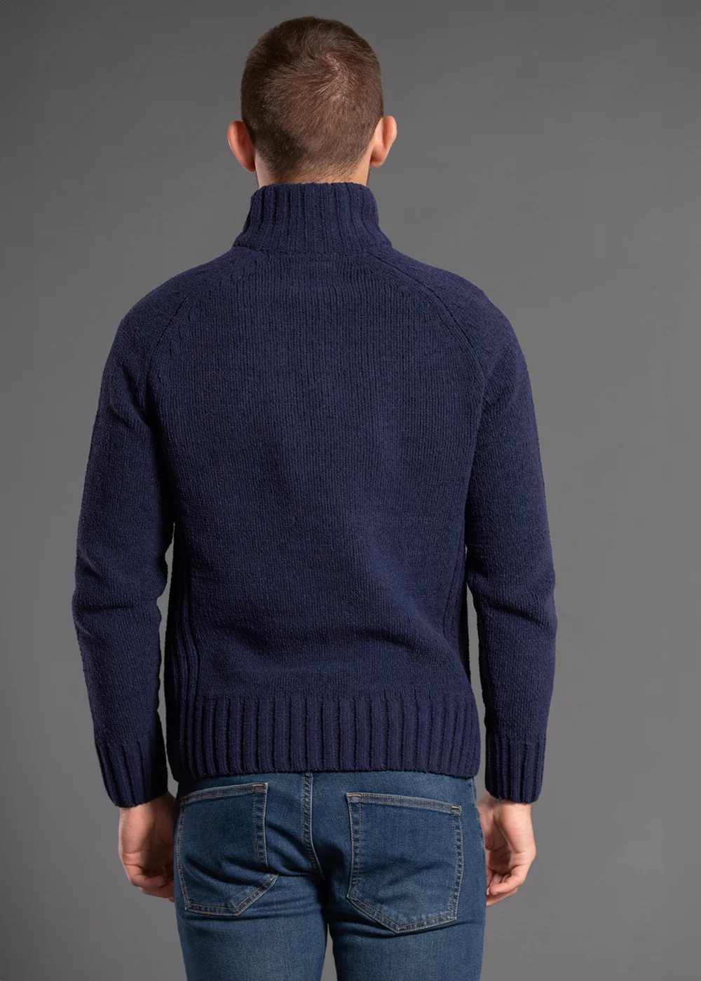 Kensington Eastside Navy Quarter Zip Raglan Sleeve Knitted Jumper - XXL Image 2