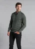 Kensington Eastside Khaki Quarter Zip Twisted Yarn Knitted Jumper - Medium Image 3