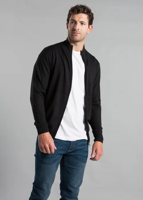 Kensington Eastside Black Funnel Neck Zip-Through Cardigan - Small Image 3