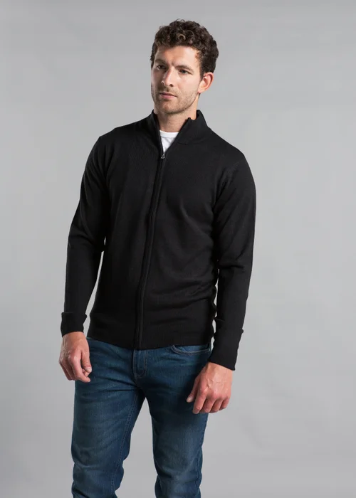 Kensington Eastside Black Funnel Neck Zip-Through Cardigan - Small Image 1
