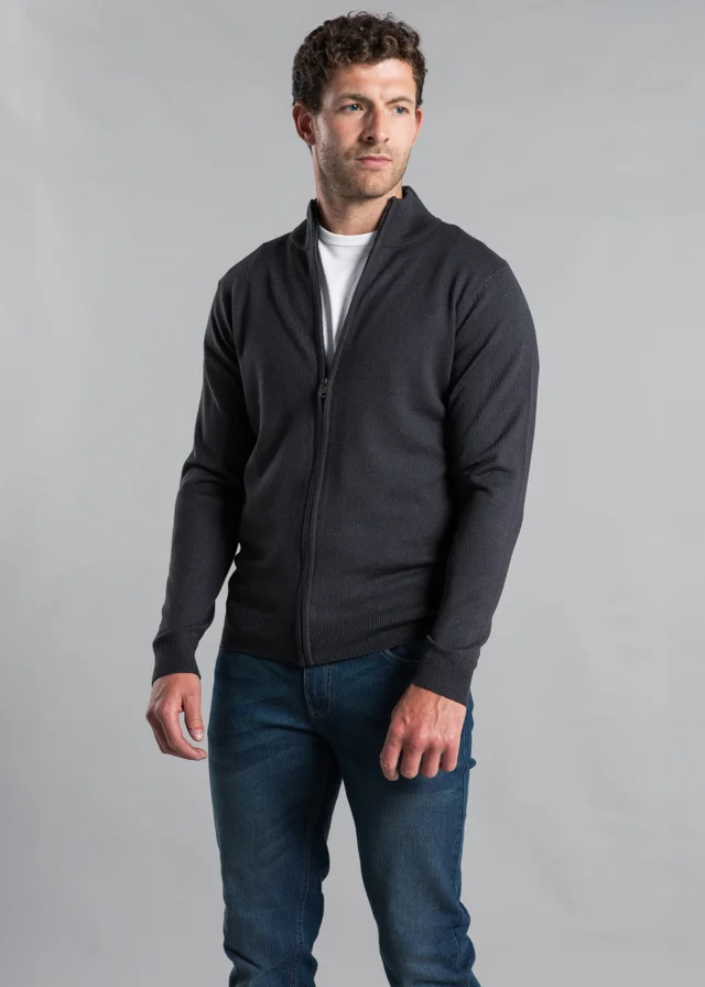 Kensington Eastside Charcoal Funnel Neck Zip-Through Cardigan