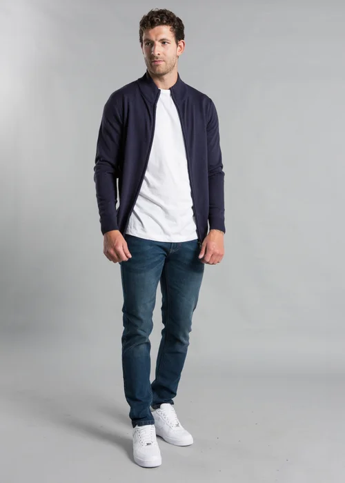 Kensington Eastside Navy Funnel Neck Zip-Through Cardigan - Small Image 4