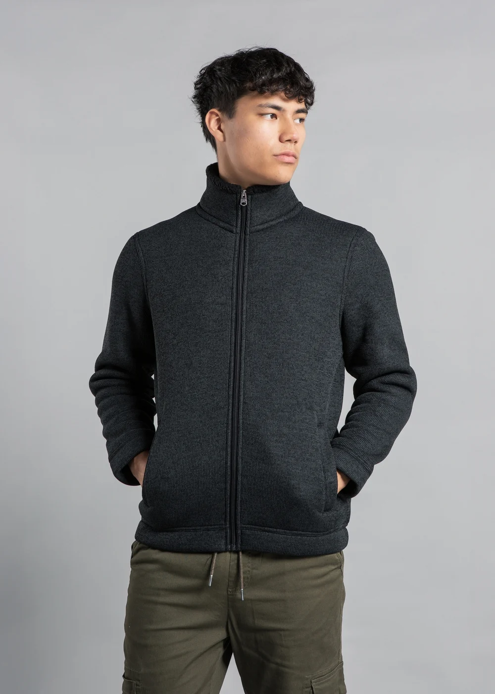 Kensington Eastside Charcoal Zip-Through Bonded Fleece Jumper - Medium Image 1