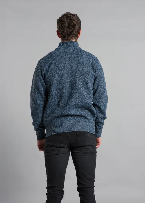 Kensington Eastside Blue Textured Zip-Through Fleece with Polar Fleece Lining - Extra Large Image 2