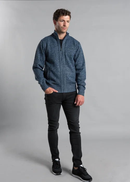 Kensington Eastside Blue Textured Zip-Through Fleece with Polar Fleece Lining - Extra Large Image 4