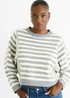Gini London Grey Recycle Contrast Stripe Loose Fit Knit Jumper - M/L Image 3