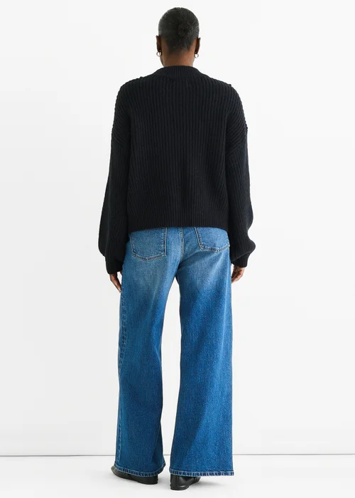 Gini London Black Chunky Knit Oversized Knit Jumper - S/M Image 2