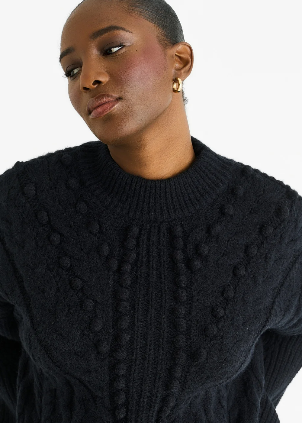 Gini London Black Chunky Knit Oversized Knit Jumper - M/L Image 3