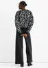 Gini London Black Animal Pattern loose Fit Knit Jumper - L/XL Image 2