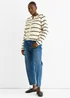 Gini London Cream Stripe Military Crop Recycle Knit Cardigan - L/XL Image 1