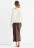 Gini London Cream Contrast Animal Tie Oversized Knit Cardigan - S/M Image 2