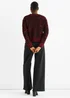 Gini London Burgundy Contrast Piping Animal Knit Jumper - S/M Image 2