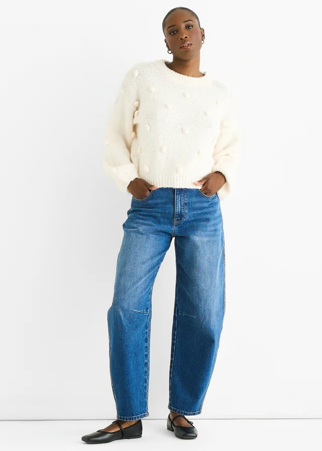 Gini London Cream Wool Mix Oversized Knit Jumper