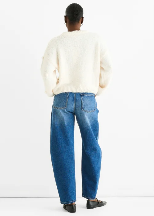 Gini London Cream Wool Mix Oversized Knit Jumper - M/L Image 2