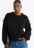 Gini London Black Wool Mix Oversized Knit Jumper - M/L Image 3