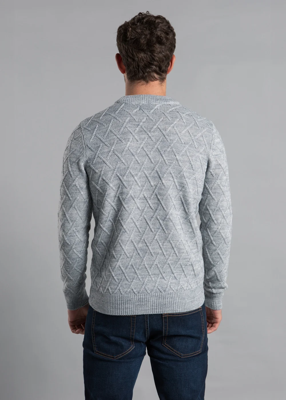 Kensington Eastside Grey Cable Knit Crew Neck Jumper - Extra Large Image 2