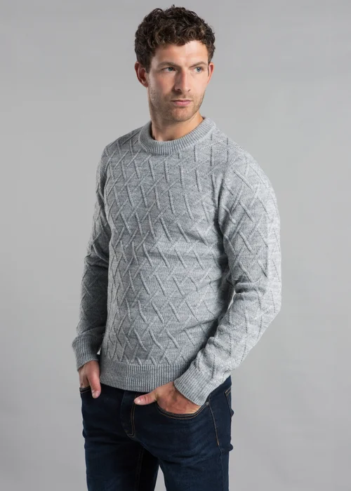 Kensington Eastside Grey Cable Knit Crew Neck Jumper - Extra Large Image 1