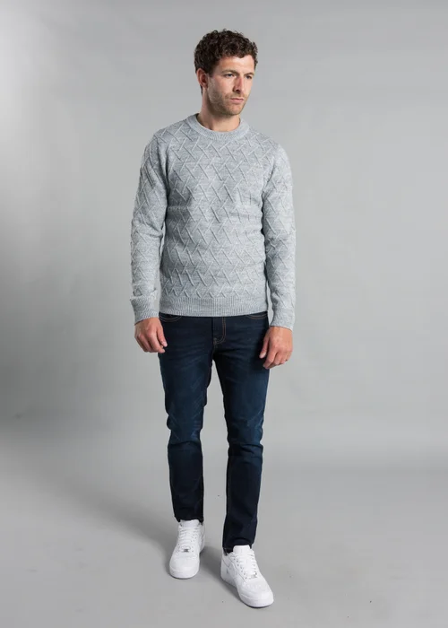 Kensington Eastside Grey Cable Knit Crew Neck Jumper - Extra Large Image 3