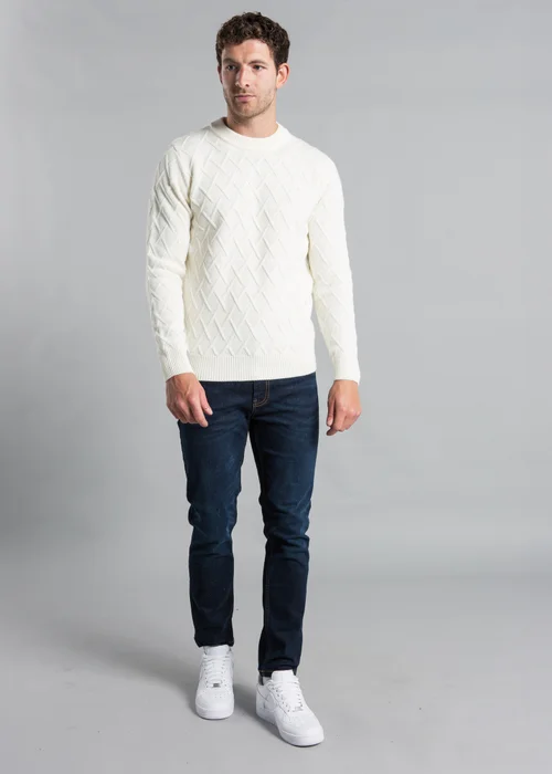 Kensington Eastside White Cable Knit Crew Neck Jumper - XXL Image 3