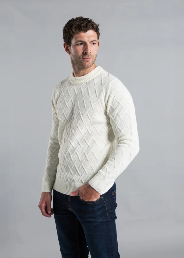 Kensington Eastside White Cable Knit Crew Neck Jumper