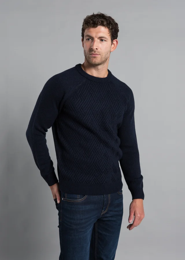 Kensington Eastside Navy Crew Neck Knitted Jumper with Wool
