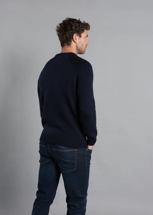 Kensington Eastside Navy Crew Neck Knitted Jumper with Wool - Large Image 2