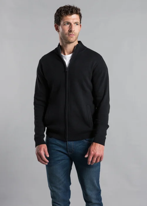 Kensington Eastside Black Cotton Blend Zip-Through Cardigan - Extra Large Image 1