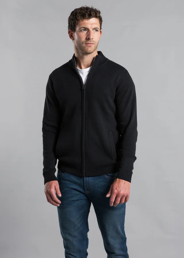 Kensington Eastside Black Cotton Blend Zip-Through Cardigan