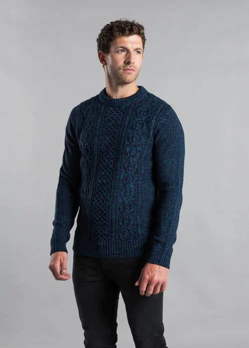 Kensington Eastside Dark Blue Cable Knit Crew Neck Jumper with Wool - XXL Image 1
