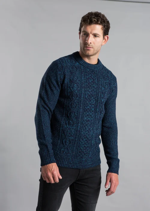 Kensington Eastside Dark Blue Cable Knit Crew Neck Jumper with Wool - XXL Image 3