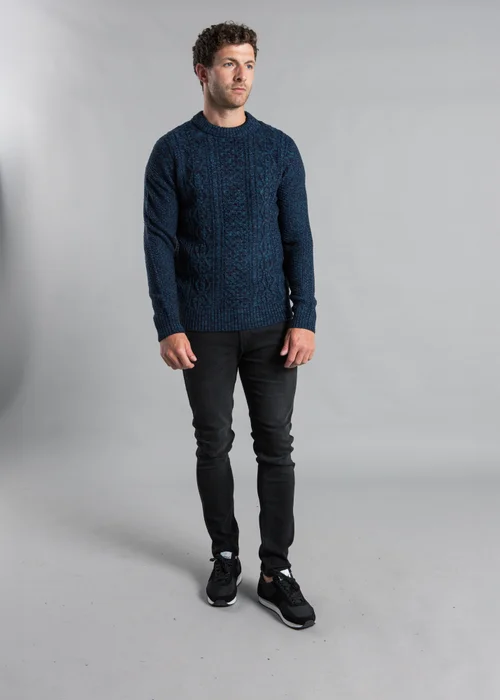 Kensington Eastside Dark Blue Cable Knit Crew Neck Jumper with Wool - XXL Image 4