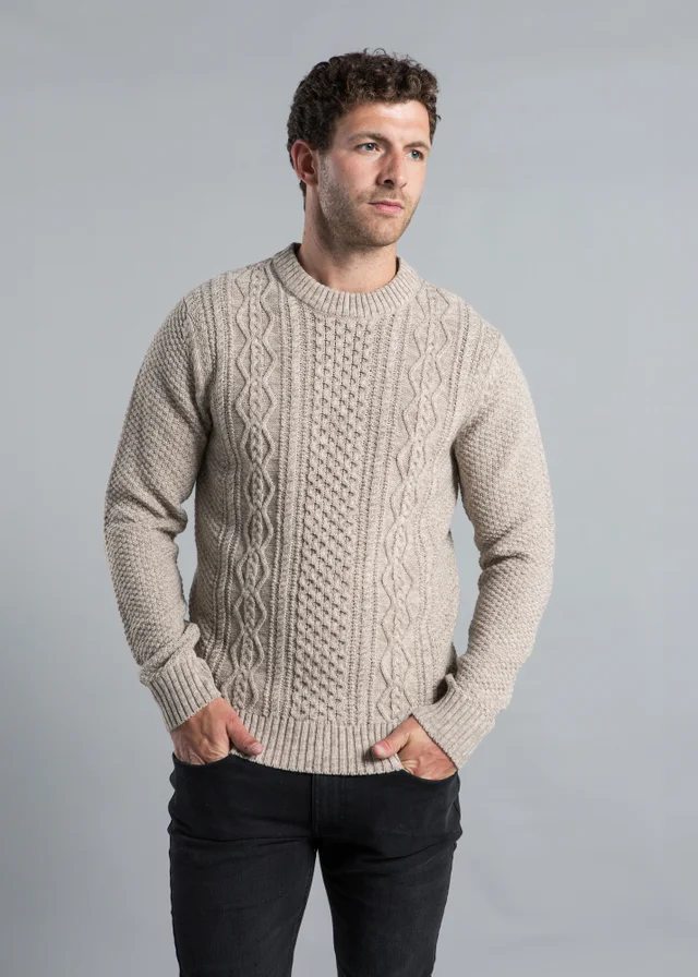 Kensington Eastside Natural Cable Knit Crew Neck Jumper with Wool