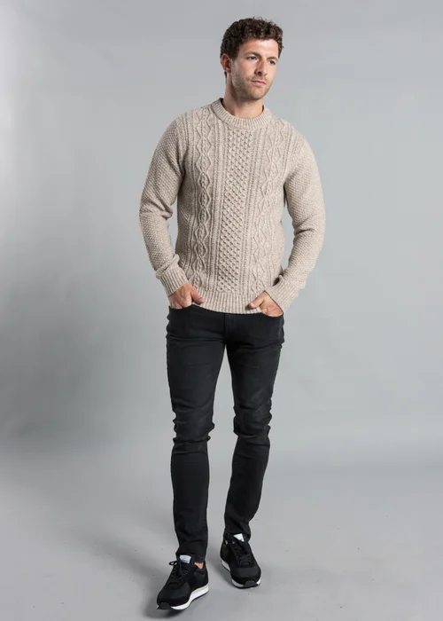 Kensington Eastside Natural Cable Knit Crew Neck Jumper with Wool - XXL Image 4