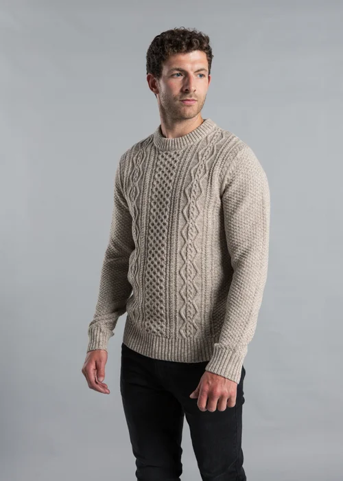 Kensington Eastside Natural Cable Knit Crew Neck Jumper with Wool - XXL Image 3