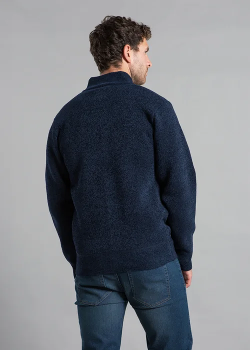 Kensington Eastside Navy Full Zip Cardigan with Checked Faux Fur Lining - Medium Image 3