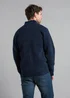 Kensington Eastside Navy Full Zip Cardigan with Checked Faux Fur Lining - Medium Image 3
