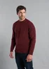 Kensington Eastside Burgundy Rope Cable Knit Crew Neck Jumper - Large Image 1